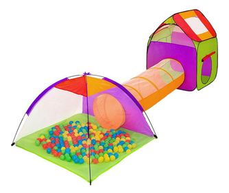 Stan a hrací domeček s tunelem, 200 ks míčků jako dárek