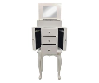 Dulap bijuterii cu oglinda, 3 sertare, 85,5x32x22 cm, Alb Timeless Tools