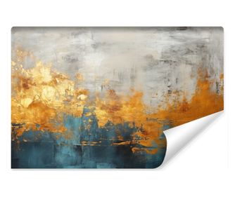 Fototapeta Abstraktní betonová stěna se zlatými a azurovými prvky s módním 3D efektem  180x120cm