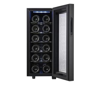 Охладител за вино Adler AD 8083, 33 L, Дигитален, За 12 бутилки, 15-18 C, Черен