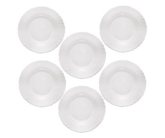Set 6 farfurii intinse BORMIOLI EBRO, sticla opal, D25,5xh2cm