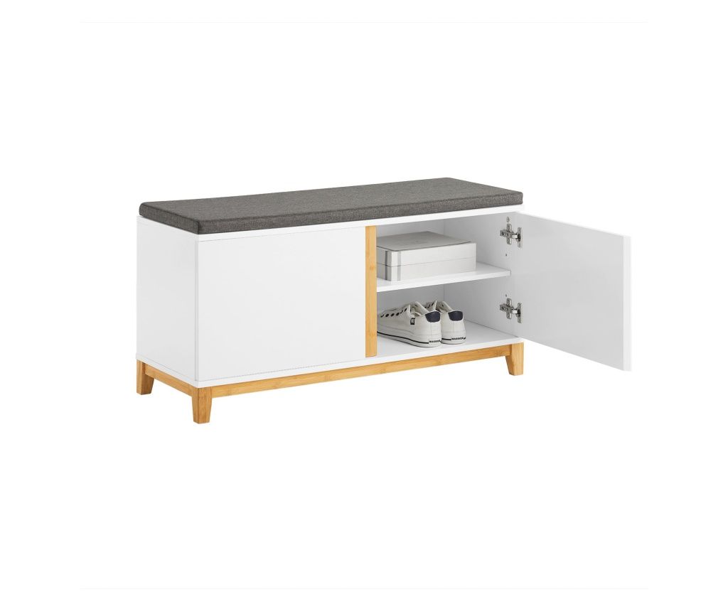 SoBuy FSR117-W Lavice na boty se sedákem Lavice s úložným prostorem Lavice do předsíně Botník Botník s lavicí 90x46x34cm