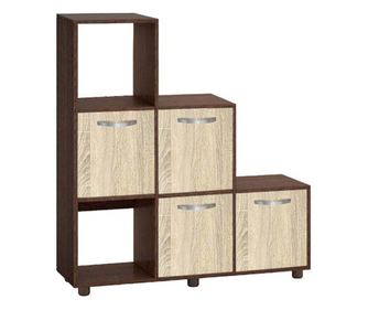 Könyvespolc bútor Bogdan Cubo 6, 4 ajtós, wenge és Sonoma