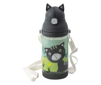 Bidon cu pai AMBITION JUNIOR Orsi, 420ml, tip gentuta pentru copii, design pisica