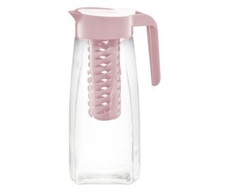 Carafa din sticla cu infuzor si capac roz 1.5l, AMBITION Fiesta