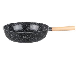 Уок тиган Goldmann GM-0130, 30 см, Мраморно покритие, Индукция, Черен