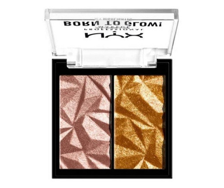 Iluminator, NYX Professional Makeup, Born To Glow, Icy Highlighter Duo, 05 Rock Candy, 5.7 g