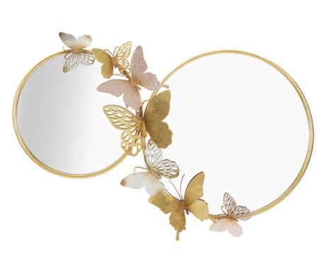 Stensko ogledalo dvojno farfalle roza cm 81x3x52,5