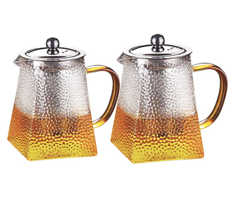 Set 2 ceainice, Quasar & Co., recipiente pentru ceai/cafea cu infuzor si capac, 1 x 650 ml, 1 x 750 ml, sticla borosilicata/ote