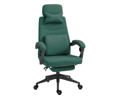 Scaun de birou rotativ cu tetiera si suport pentru picioare, verde