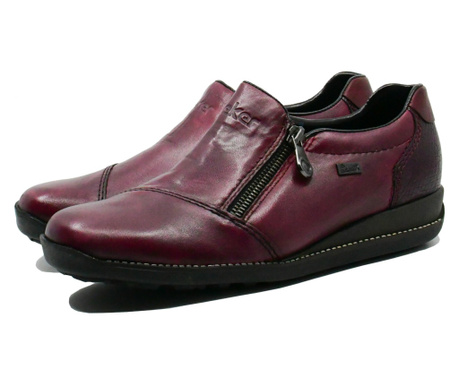 Pantofi comozi damă Rieker roșu grena din mix de piele naturală-38 EU