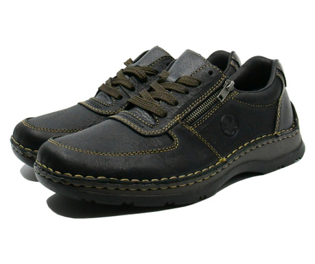 Pantofi Rieker negri cu șiret, din piele naturală granulată-43 EU