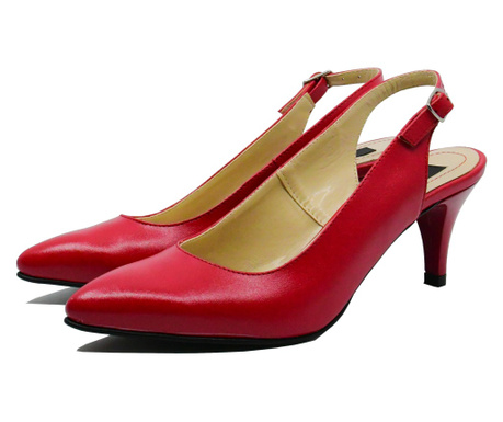 Pantofi decupați stiletto Catinca, roșii, din piele naturală-41 EU