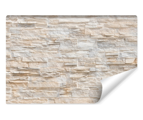 Fototapet cu model caramida bej si alb, motiv 3D modern, decor de perete usor de curat