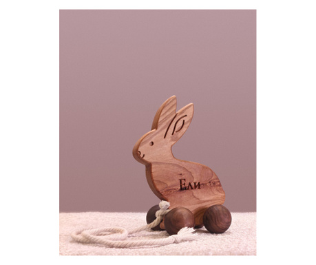 Персонализирана дървена играчка за дърпане "Зайче"