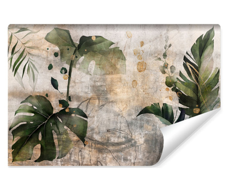 Muralo Fotótapéta Monstera levelek betonfalon, trópusi növény motívum modern dizájn