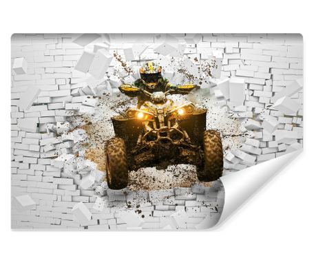 Fototapeta Abstraktní čtyřkolka vyjíždějící z cihlové zdi dekorace do dětského pokoje s 3D efektem  300x210