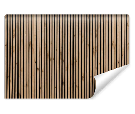 Fototapet model din lamele din lemn, dungi negre si maro, decor modern de perete, pentru living