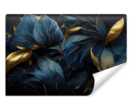 Muralo Fotótapéta Absztrakt kék és arany virágok Vlies, Modern fali dekoráció, Könnyen tis
