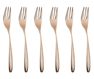 Set 6 furculite desert INOXRIV NOVECENTO PINK GOLD, otel inoxidabil 18/10, L15,3cm, grosime 3,5mm, finisaj lucios