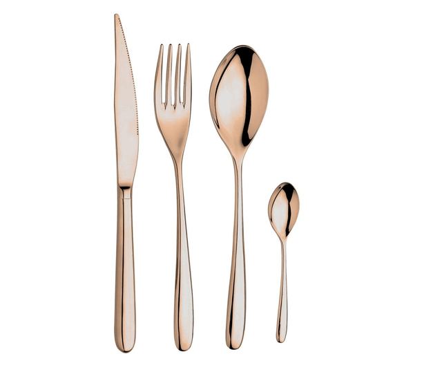 Set 6 furculite desert INOXRIV NOVECENTO PINK GOLD, otel inoxidabil 18/10, L15,3cm, grosime 3,5mm, finisaj lucios