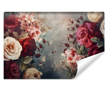 Muralo Fotótapéta rózsák, bordó, rózsaszín, virágok, modern fali dekoráció nappaliba