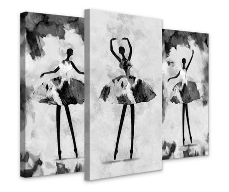 Set 3 tablouri decorative, balerina, dansatoare, decor perete abstract, pentru living