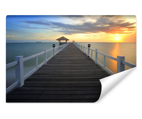 Fotótapéta Fa móló a tenger mellett, naplemente Vlies, Modern kivitelezés