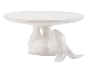 Fehér kerámia húsvéti tányér 17x8 cm