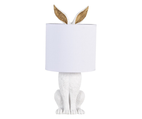 Бяла лампа от полирезин Заек 20x43 см, E27
