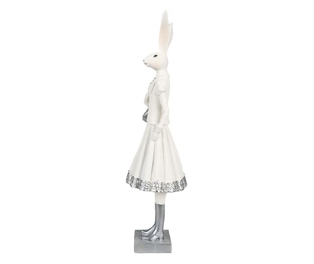 Nyuszi Easter Girl figura fehér ezüst polyresin 10x9x32 cm