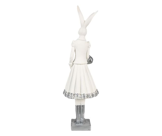 Nyuszi Easter Girl figura fehér ezüst polyresin 10x9x32 cm