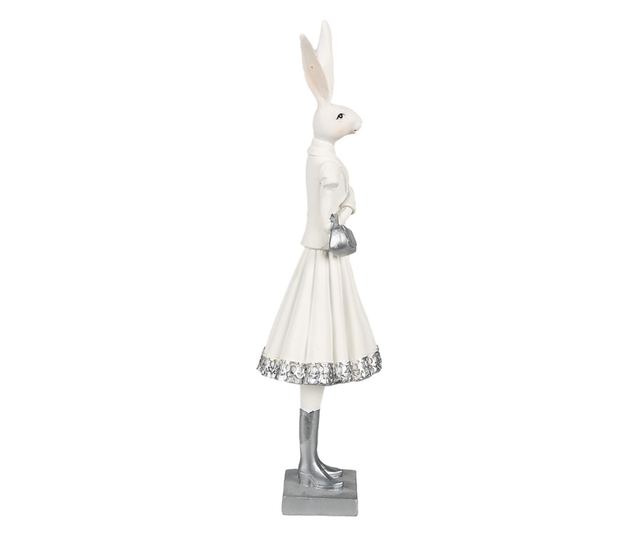 Nyuszi Easter Girl figura fehér ezüst polyresin 10x9x32 cm