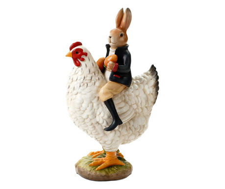 Figurica zeca i kokoši od poliresina 20x16x35 cm