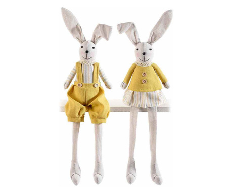 Set 2 tekstilnih figuric velikonočnega zajčka 11x7x60 cm