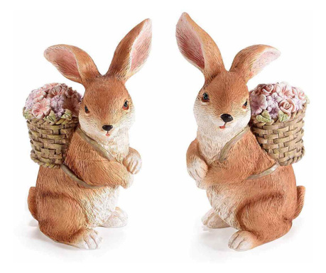 Set od 2 figurice uskršnjih zečeva od poliresina 9x6x16,5 cm