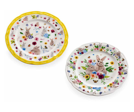 6db nyúl porcelán tányér készlet 20 cm