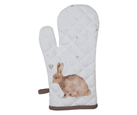 Set od 2 termo rukavice pamučne bijele smeđe Rabbit 18x30 cm