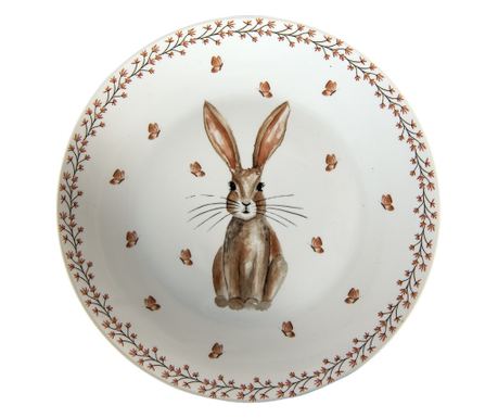 Komplet 8 bež-rjavih porcelanastih krožnikov za zajčke 20x2 cm