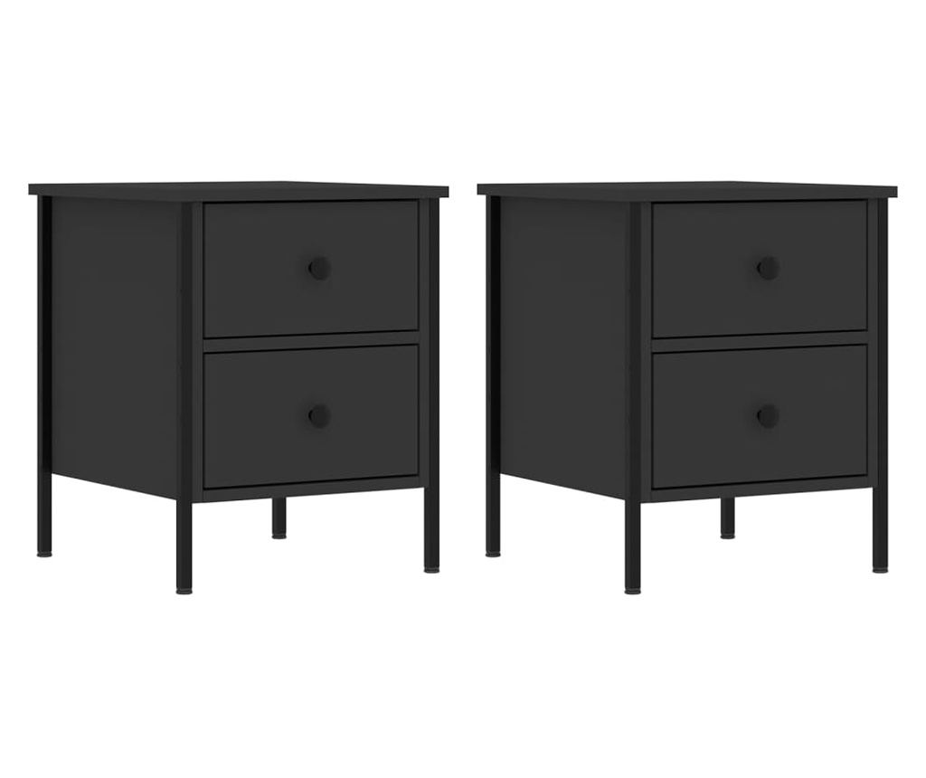 Noćni ormarići, 2 kom, crni, 40x42x50 cm, kompozitno drvo - 2