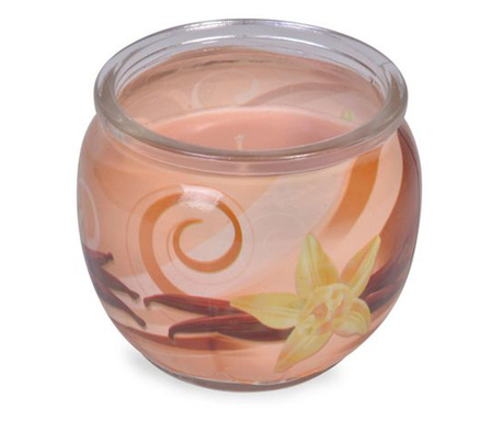 Lumanare parfumata in pahar colorat, 7x7 cm, vanilie, multicolor