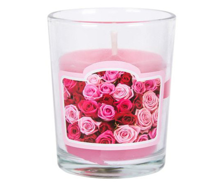 Lumanarica parfumata in pahar, 5x7 cm, trandafir roz