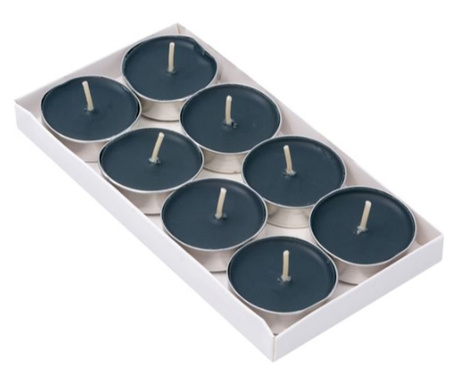 Set 8 x Lumanari negre parfumate, capsule de ceai, rotunde, 3.5x1.5 cm, Topi Dreams