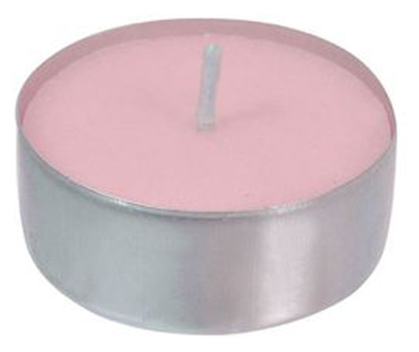 Set 25 x Lumanari roz parfumate, capsule de ceai, rotunde, aroma trandafir, 3x2 cm