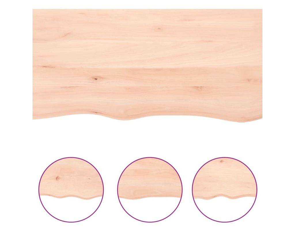 Стенна етажерка, 80x20x2 см, необработена масивна дъбова дървесина - 4