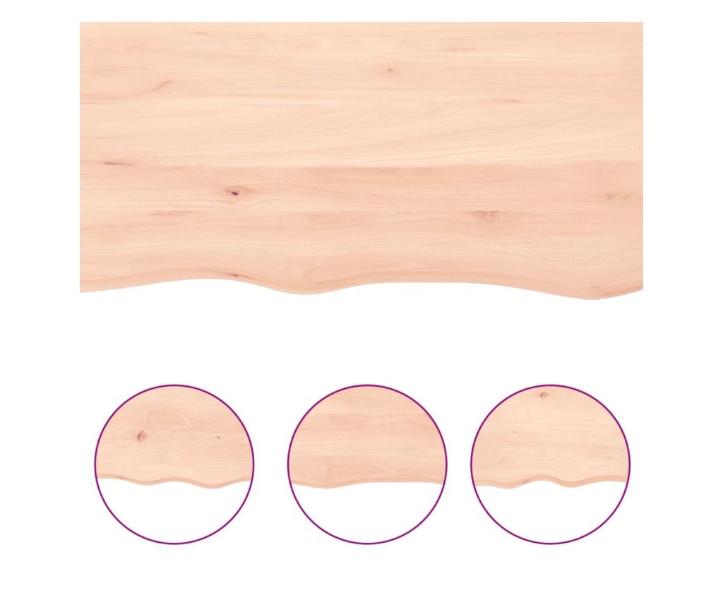 Стенна етажерка, 60x40x2 см, необработена масивна дъбова дървесина - 4