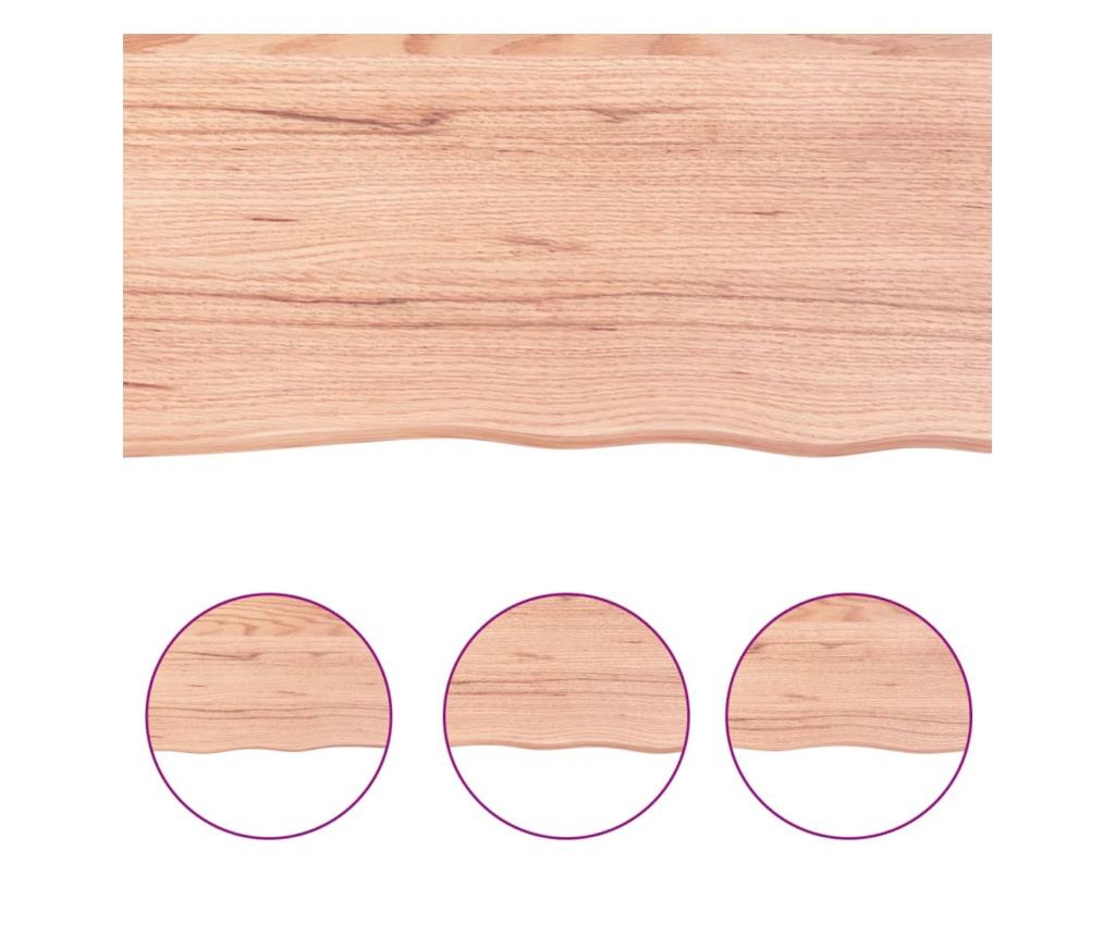 Светлокафяв стенен рафт 40x10x2 см масив дъб обработена дървесина - 4