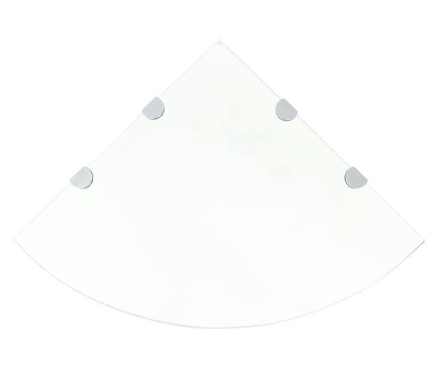 Raft de colț sticlă transparentă cu suporți de crom, 45 x 45 cm