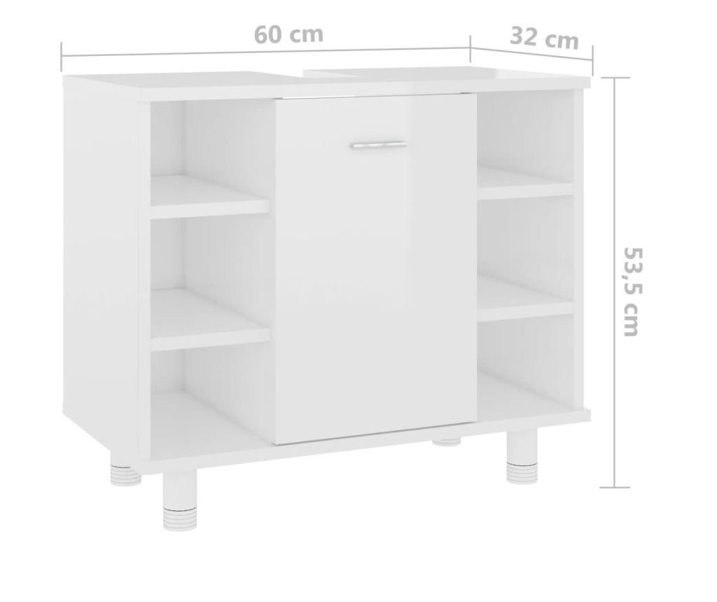 Dulap de baie, alb extralucios, 60 х 32 х 53,5 см, ПАЛ - 8