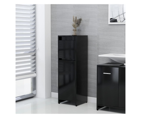 Шкаф за баня, черен, 30 х 30 х 95 см, ПДЧ